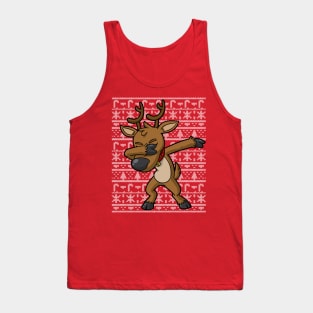 Dabbing Reindeer Ugly Christmas Sweater Tank Top